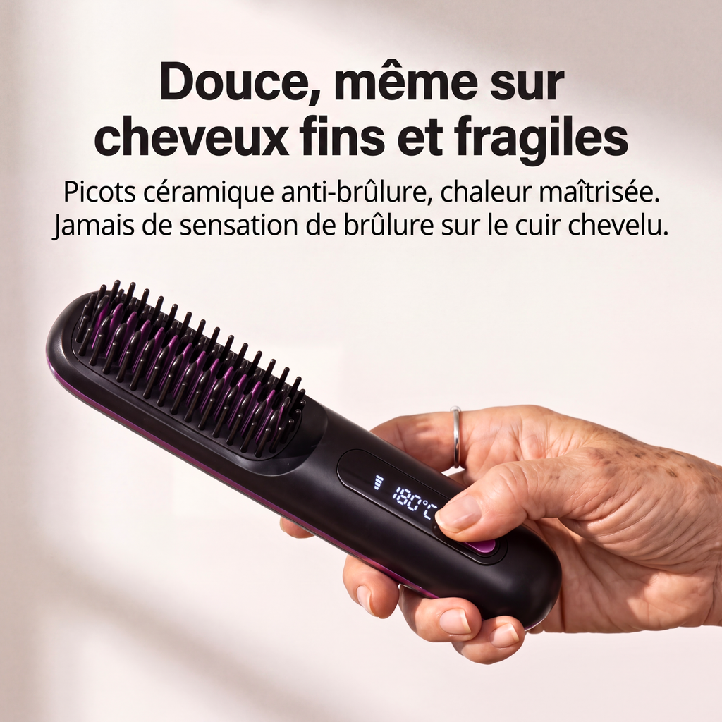 Brosse Chauffante Solane™ · Spéciale Cheveux Courts & Fins