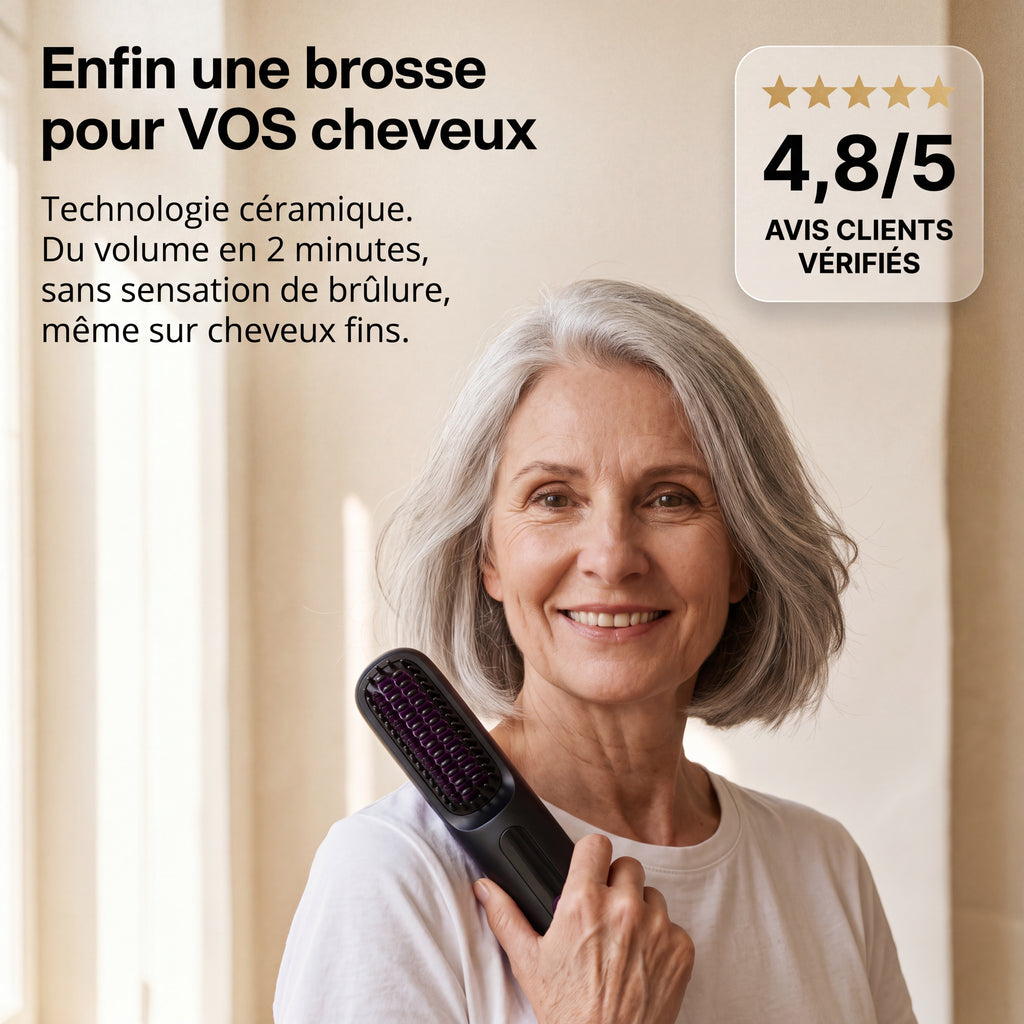 Brosse Chauffante Solane™ · Spéciale Cheveux Courts & Fins